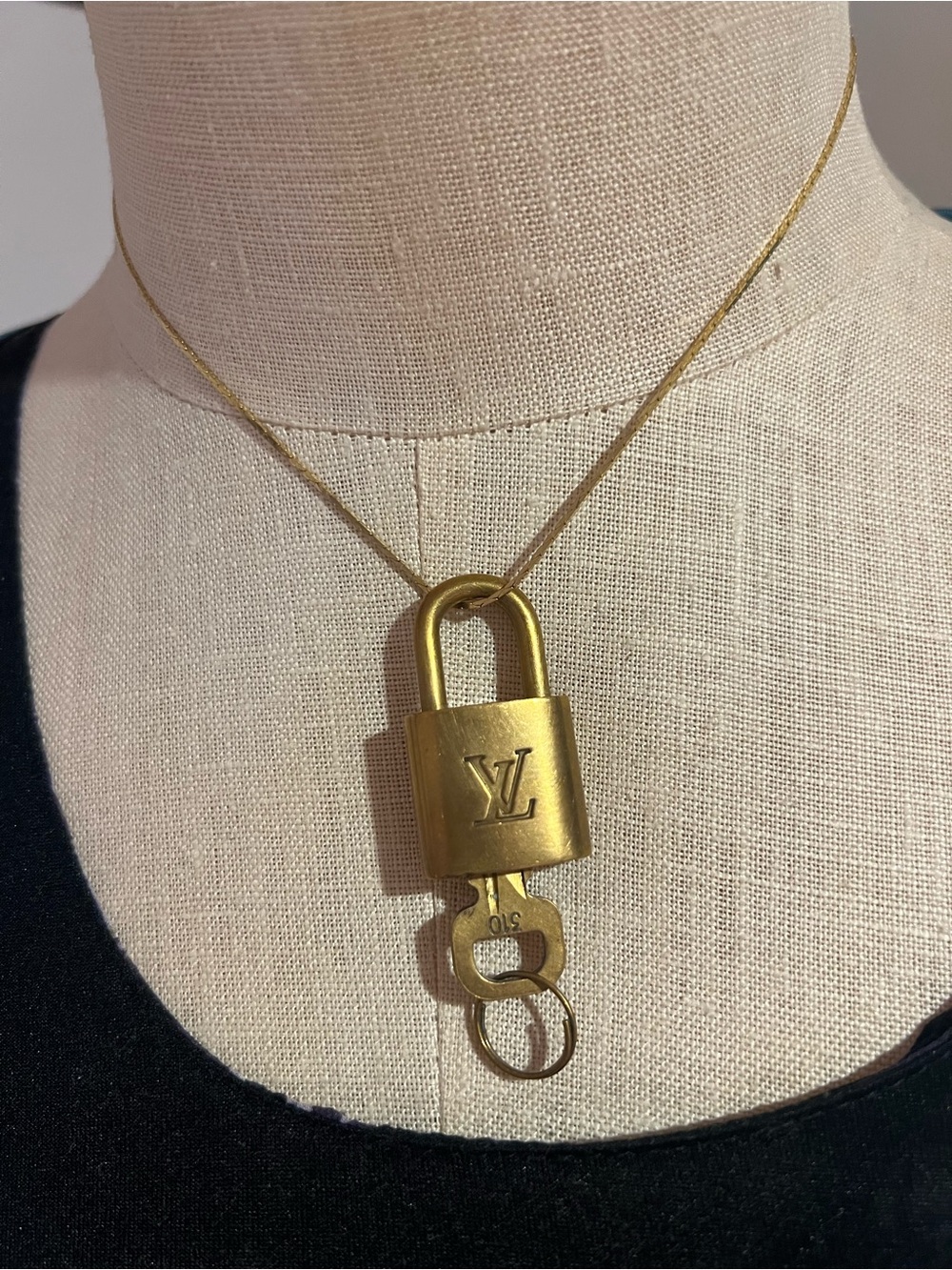 Louis Vuitton Gold Padlock with key 310 w/chain